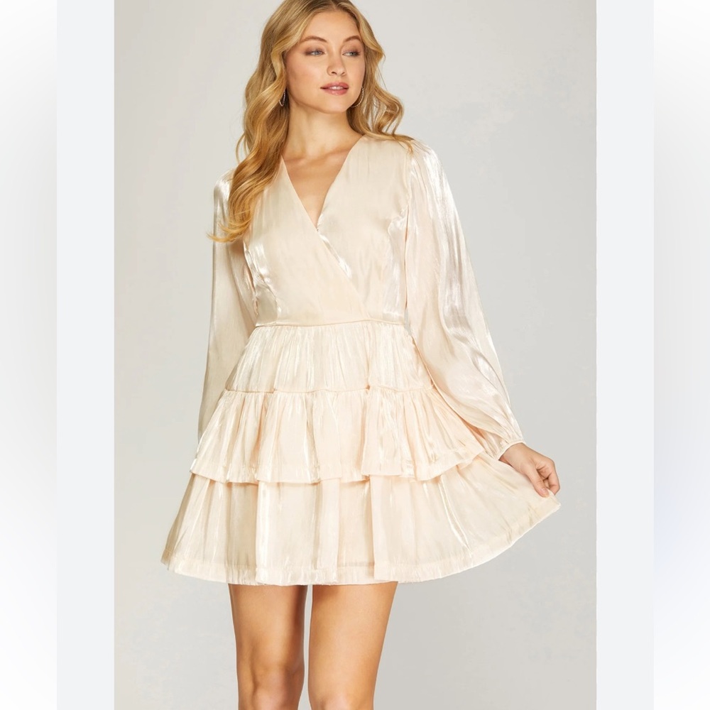 NWOT She Sky Elegant Ruffled Mini Dress